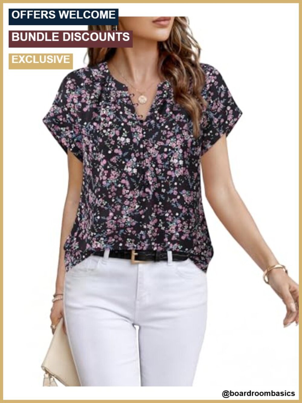Chiffon Button Down Blouse - Wrinkle Resistant Office Work Shirt